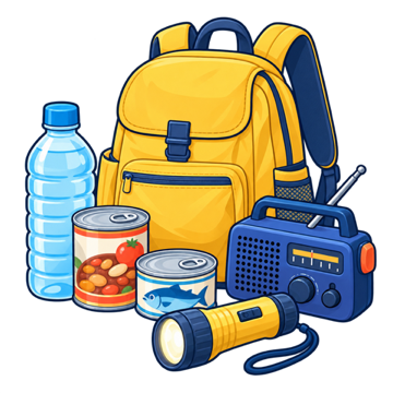 ペット用の防災用品のイラスト